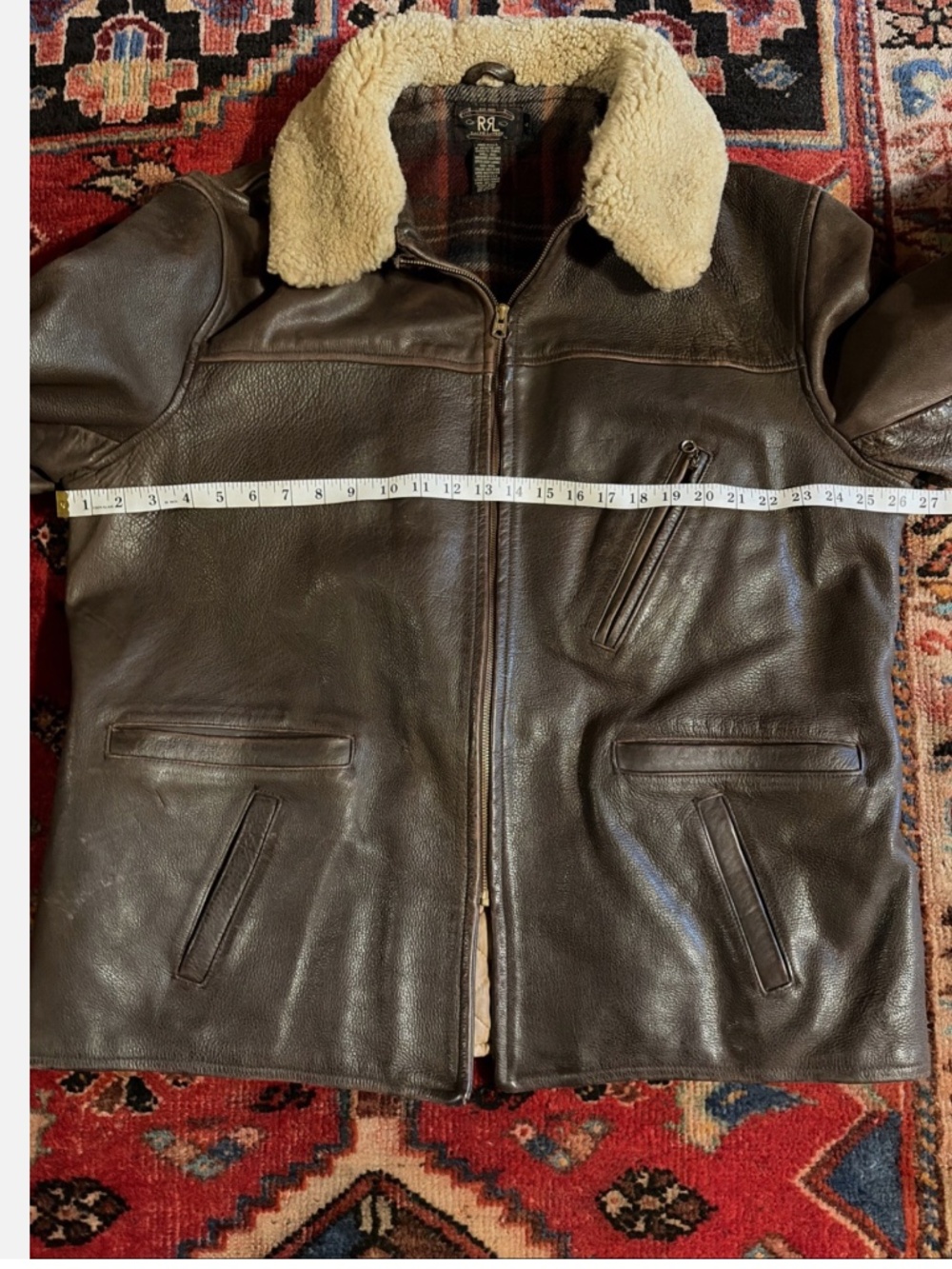 RRL Ralph Lauren  Leather Jacket Double RL VNTG 1990's USA Triple Star Shearling - Picture 9 of 16